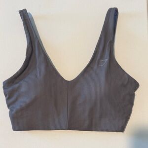 Gymshark Ribbed V‑Neck Sports Bra in Charcoal Gray NWOT